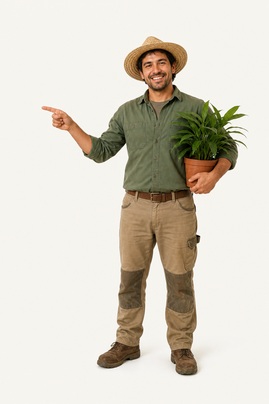 Jardinero con plantas indicando el formulario