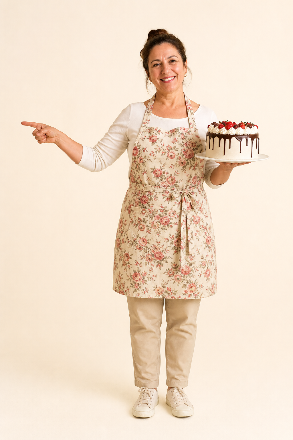Pastelera con una torta indicando el formulario