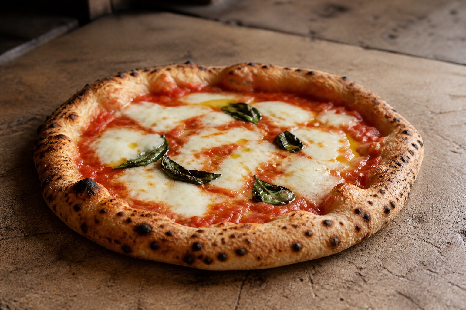 Pizza margherita a la piedra