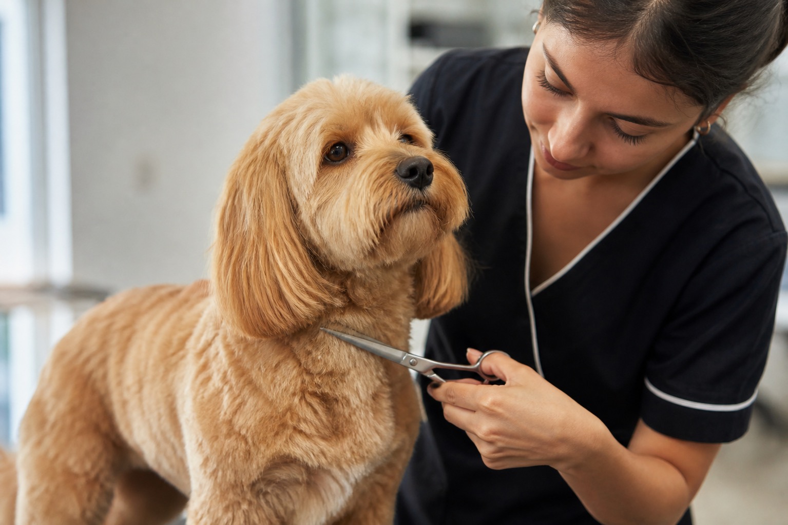 Corte de pelo canino con tijera