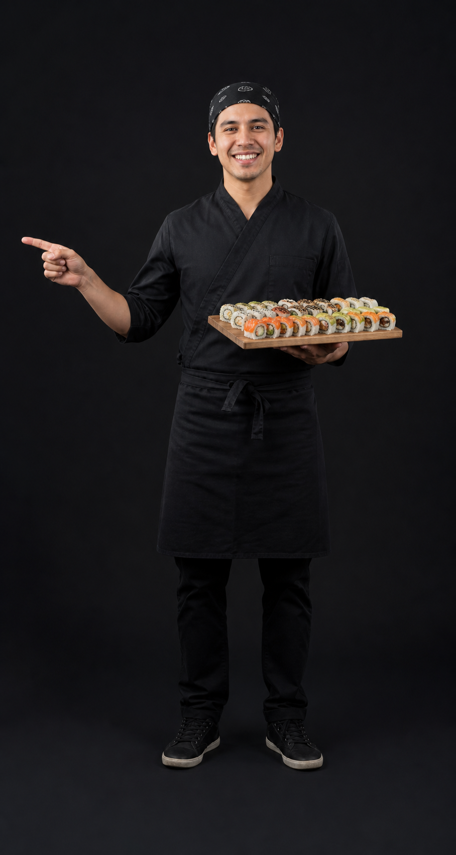 Chef de sushi indicando el formulario