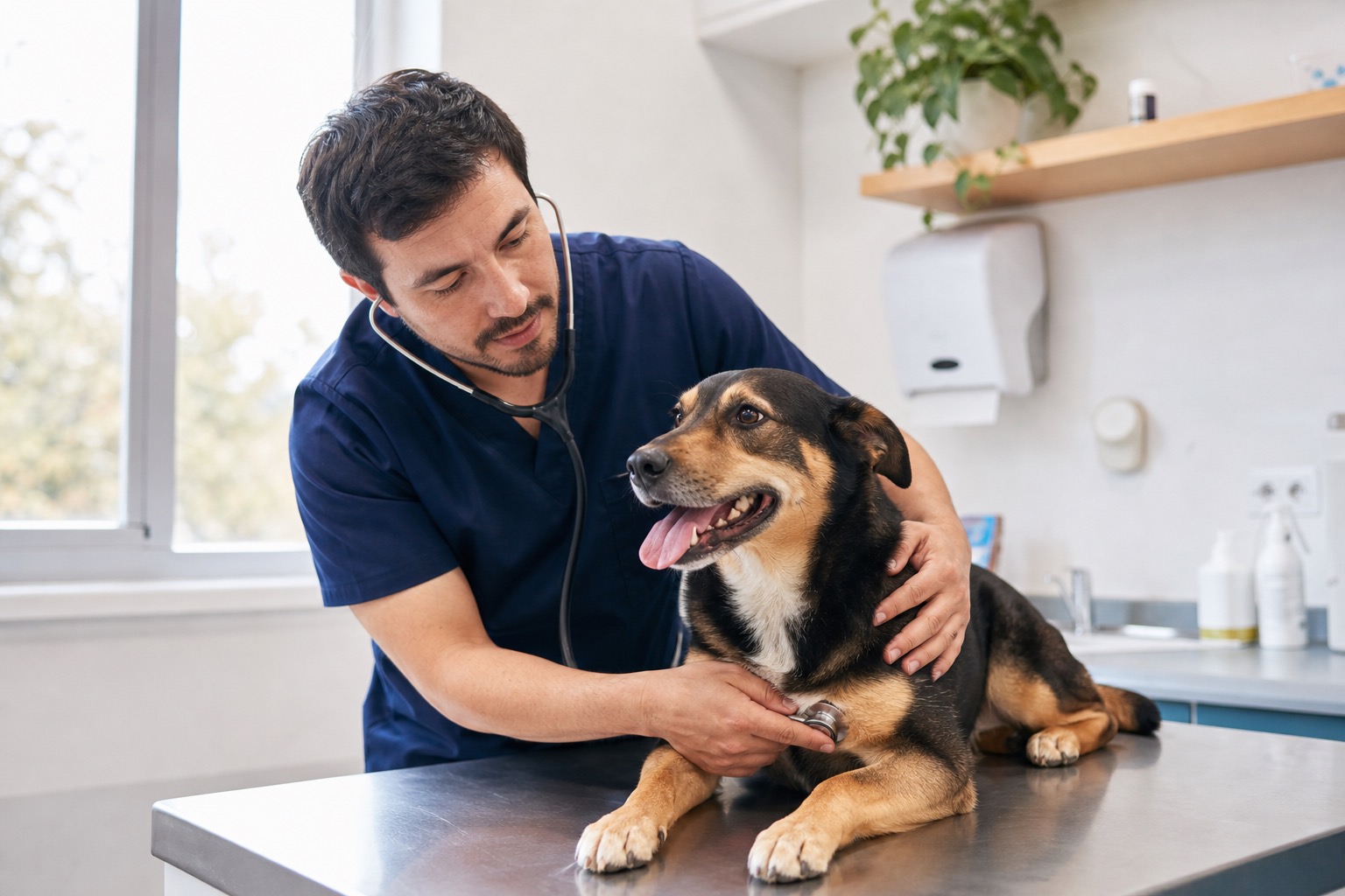 Consulta veterinaria a un perro